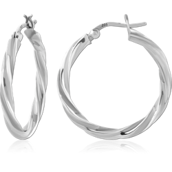 STERLING SILVER 925 RHODIUM COATED HOOP EARRINGS