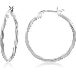 STERLING SILVER 925 RHODIUM COATED HOOP EARRINGS SPECIAL NEW DESIGN