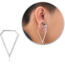 SURGICAL STEEL GRADE 316L HOOP EARRINGS FOR TUNNEL - DIAMOND