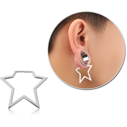 SURGICAL STEEL GRADE 316L STAR HOOP EARRING FOR TUNNEL