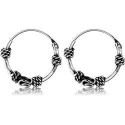 STERLING 925 SILVER HOOP EARRINGS - BALI DESIGN