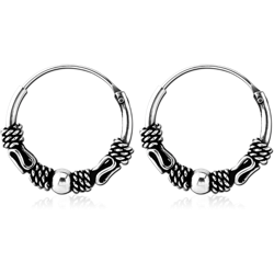 STERLING 925 SILVER HOOP EARRINGS - BALI DESIGN