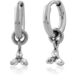 TITANIUM ALLOY HOOP EARRING WITH SLIDING JEWELED CHARM