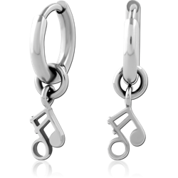 TITANIUM ALLOY HOOP EARRING WITH SLIDING CHARM