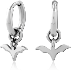TITANIUM ALLOY HOOP EARRING WITH BIRD WING CHARM
