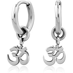 TITANIUM ALLOY HOOP EARRING WITH OM SYMBOL CHARM