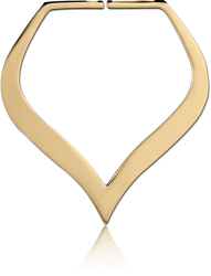 ZIRCON GOLD PVD COATED WIRE CUT LEAF HOOP EARRING FOR TUNNEL