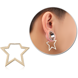 ZIRCON GOLD PVD COATED WIRE CUT STAR HOOP EARRING FOR TUNNEL