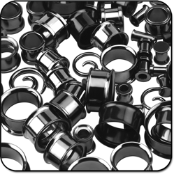 VALUE PACK OF MIX BLACK PVD COATED SURGICAL STEEL GRADE 316L TUNNELS EAR SPIRALS