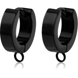 BLACK PVD COATED STAINLESS STEEL GRADE 304 HUGGIES PAIR WITH HORIZONTAL HOOP