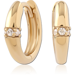 STERLING 925 SILVER GOLD PLATED 14K JEWELED HUGGIES PAIR