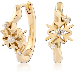 STERLING 925 SILVER GOLD PLATED 14K JEWELED HUGGIES PAIR