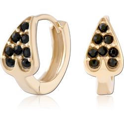 GOLD PVD 18K COATED SURGICAL STEEL GRADE 316L JEWELED HUGGIES PAIR - CORDATE