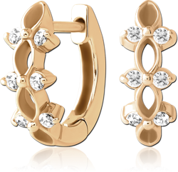 GOLD PVD 18K COATED SURGICAL STEEL GRADE 316L JEWELED HUGGIES PAIR