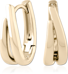 GOLD PVD 18K COATED SURGICAL STEEL GRADE 316L JEWELED HUGGIES PAIR