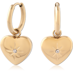 GOLD PVD 18K COATED SURGICAL STEEL GRADE 316L JEWELED HUGGIES PAIR SPECIAL NEW DESIGN