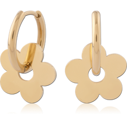 GOLD PVD 18K COATED SURGICAL STEEL GRADE 316L JEWELED HUGGIES PAIR SPECIAL NEW DESIGN