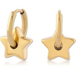 GOLD PVD 18K COATED SURGICAL STEEL GRADE 316L JEWELED HUGGIES PAIR SPECIAL NEW DESIGN