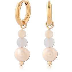 GOLD PVD 18K COATED SURGICAL STEEL GRADE 316L JEWELED HUGGIES PAIR SPECIAL NEW DESIGN