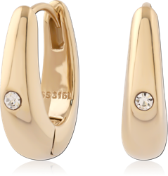 316L GOLD PVD 18K COATED SURGICAL STEEL GRADE 316L HUGGIES TAPERED HOOP SINGLE CRYSTAL PAIR