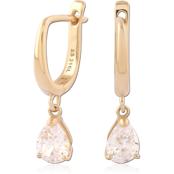 GOLD PVD 18K COATED SURGICAL STEEL GRADE 316L JEWELED HUGGIES PAIR