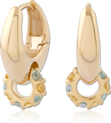 GOLD PVD 18K COATED SURGICAL STEEL GRADE 316L HUGGIES PAIR WITH GEM CIRCLE CHARM