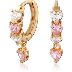 STERLING 925 SILVER GOLD PVD 18K JEWELED HUGGIES PAIR