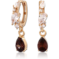 STERLING 925 SILVER GOLD PVD 18K  JEWELED HUGGIES PAIR