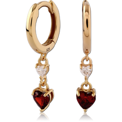 STERLING SILVER 925 18 KARAT GOLD YELLOW PLATED JEWELED HUGGIES PAIR