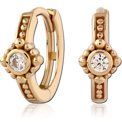 STERLING SILVER 925 18 KARAT GOLD YELLOW PLATED JEWELED HUGGIES PAIR