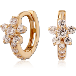 STERLING SILVER 925 18 KARAT GOLD YELLOW PLATED JEWELED HUGGIES PAIR