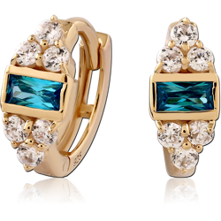 STERLING SILVER 925 18 KARAT GOLD YELLOW PLATED JEWELED HUGGIES PAIR