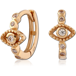 STERLING SILVER 925 18 KARAT GOLD YELLOW PLATED JEWELED HUGGIES PAIR