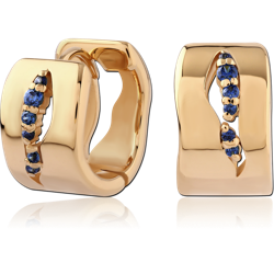 STERLING SILVER 925 18 KARAT GOLD YELLOW PLATED JEWELED HUGGIES PAIR