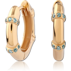 STERLING SILVER 925 18 KARAT GOLD YELLOW PLATED JEWELED HUGGIES PAIR