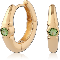 STERLING SILVER 925 18 KARAT GOLD YELLOW PLATED JEWELED HUGGIES PAIR