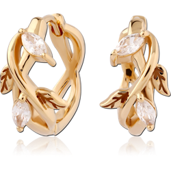 STERLING SILVER 925 18 KARAT GOLD YELLOW PLATED JEWELED HUGGIES PAIR