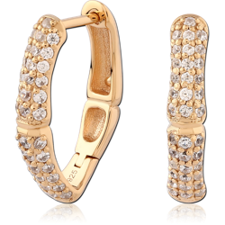 STERLING SILVER 925 18 KARAT GOLD YELLOW PLATED JEWELED HUGGIES PAIR