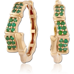 STERLING SILVER 925 18 KARAT GOLD YELLOW PLATED JEWELED HUGGIES PAIR