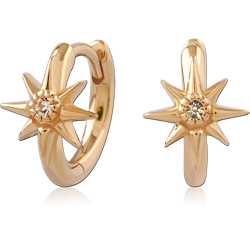 STERLING 925 SILVER GOLD PLATED 18K JEWELED HUGGIES PAIR