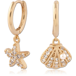 STERLING 925 SILVER GOLD PLATED 18K JEWELED HUGGIES PAIR SPECIAL NEW DESIGN