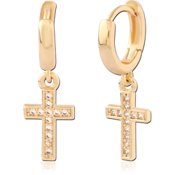 STERLING 925 SILVER GOLD PLATED 18K JEWELED HUGGIES PAIR SPECIAL NEW DESIGN