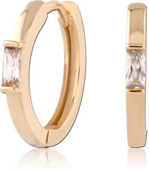 STERLING 925 SILVER GOLD PLATED 18K JEWELED HUGGIES PAIR SPECIAL NEW DESIGN