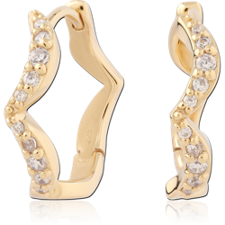 STERLING SILVER 925 18 KARAT GOLD YELLOW PLATED JEWELED HUGGIES PAIR