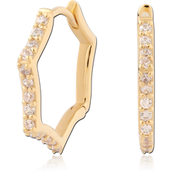 STERLING SILVER 925 18 KARAT GOLD YELLOW PLATED JEWELED HUGGIES PAIR