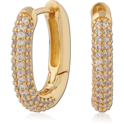 STERLING 925 SILVER GOLD PLATED 18K JEWELED HUGGIES PAIR SPECIAL NEW DESIGN