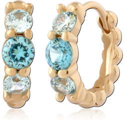 STERLING SILVER 925 18 KARAT GOLD YELLOW PLATED JEWELED HUGGIES PAIR