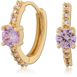 STERLING 925 SILVER GOLD PLATED 18K JEWELED HUGGIES PAIR SPECIAL NEW DESIGN