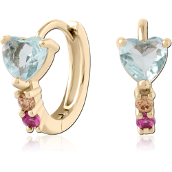 STERLING 925 SILVER GOLD PLATED 18K JEWELED HUGGIES PAIR