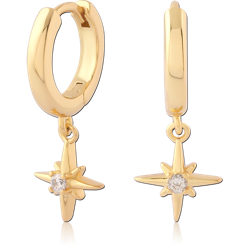 STERLING 925 SILVER GOLD PLATED 18K JEWELED HUGGIES PAIR SPECIAL NEW DESIGN